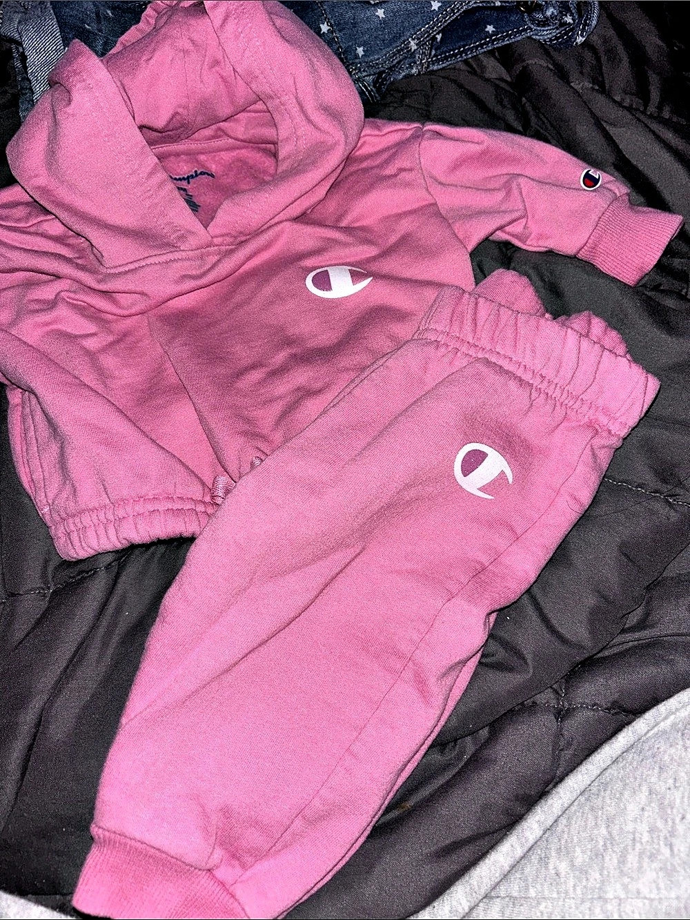 Champion Infant Girls Fleece Hoodie and Jogger Pants Set Pink 3M